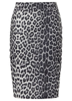 Bodyflirt Shirtrock Rock Bleistiftrock Leo Print Muster grau ecru 32/34 926664