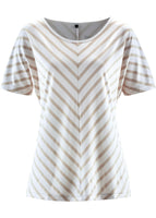 BPC Damen T-Shirt Streifen kurzarm Shirt Tunika Bluse Top wollweiss 928608