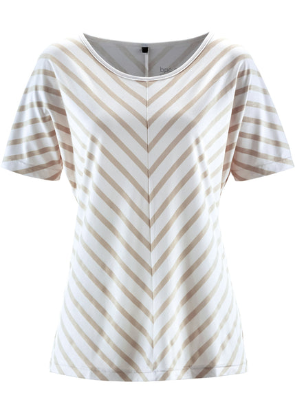BPC Damen T-Shirt Streifen kurzarm Shirt Tunika Bluse Top wollweiss 928608