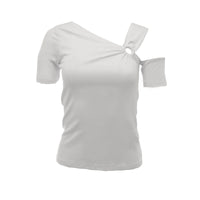 BODYFLIRT Damen Rippshirt weiß eine Schulter frei Gr. 32/34 934716