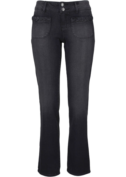 John Baner Damen Stretch Jeans Hose Jeanshose Chino Straight schwarz 944381