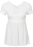 Bodyflirt Damen Shirt mit Spitze Falten Bluse Tunika kurzarm Gr. 32/34 944797