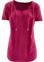 BPC Damen Tunika kurzarm Bluse Shirt beerenrot Gr. 34 951219
