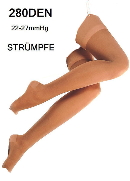 Stützstrümpfe Straps-Strümpfe Kompressionsstrümpfe Zehen offen 280DEN 22-27mmHg