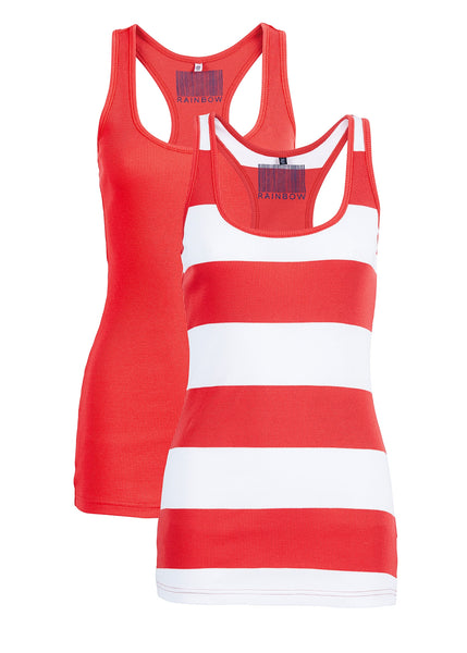 Rainbow Rip Tops 2er Top Tank Tanktop Shirt ärmellos rot weiss 32 34 972838