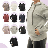 Damen Hoodie warm Vlies Kapuze Pulli Pullover Tasche vorne RN99052