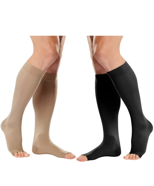 Kompressionsstrümpfe offene Zehen abgestufte Kompression Socken 23-32 mmHg 0408LUX