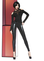 Damen Hose Stretch Leggings figurbetont Kunstleder  Fleece elastisch Adele