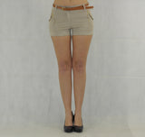 Damen Shorts mit Gürtel Hot Pants kurze Hose Bermuda Stretch