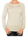 Pullover Glitzer Nieten Top Strick Shirt Bluse Langarm 1506