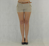 Damen Shorts mit Gürtel Hot Pants kurze Hose Bermuda Stretch