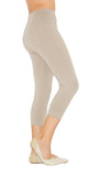 Capri 3/4 Damen Leggings  Baumwolle Hose hoher Bund mit Taschen
