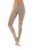 Thermo Fleece hoher Bund mit Steg Leggings Baumwolle Leggins Hose