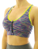 Sport BH Bustiers Comfort Top Shirt Bra Polster Reißverschluss Fitness QZ008