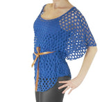 Tunika Shirt Netz Fledermaus Poncho Bluse TOP 3-tlg SET Gr XS-S-M