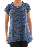 Damen Shirt Stretch T-Shirt Bluse Blumen Muster 520