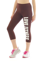 Capri 3/4 Leggings LOVE FITNESS Schrift Druck Baumwolle Leggins Hose