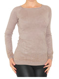 Pullover Glitzer Nieten Top Strick Shirt Bluse Langarm 1506