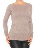Pullover Glitzer Nieten Top Strick Shirt Bluse Langarm 1506