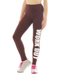 Lange Leggings Schrift Druck WORK OUT Leggins lang Baumwolle Fitness Hose