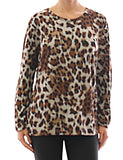 Damen Langarm Shirt Pullover Leopard Muster Bluse Tunika T-Shirt HR9903NLPL21