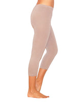Damen 3/4 Capri Leggings Baumwolle BEIGE L