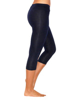 Damen 3/4 Capri Leggings Baumwolle DUNKELBLAU S