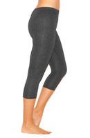Damen 3/4 Capri Leggings Baumwolle DUNKELGRAU M