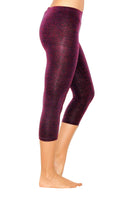 Damen 3/4 Capri Leggings Baumwolle DUNKELLILA M