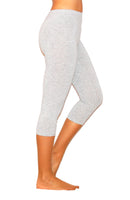 Damen 3/4 Capri Leggings Baumwolle HELLGRAU XXL