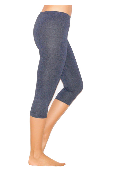 Damen Capri Leggings 3/4 Baumwolle JEANS L