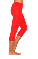 Damen 3/4 Capri Leggings Baumwolle ROT XXL