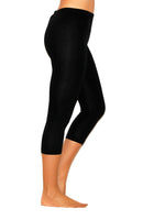 Damen Capri Leggings 3/4 Baumwolle SCHWARZ XXL