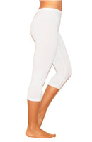 Damen Capri Leggings 3/4 Baumwolle WEISS XL