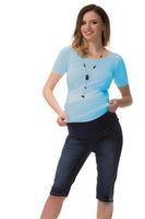 Umstandsjeans Capri 3/4 Jeans Umstand Hose Bauch Jeanshose Stretch Denim