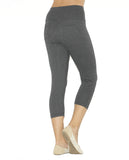 Capri 3/4 Damen Leggings  Baumwolle Hose hoher Bund mit Taschen