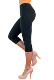 Damen Capri 3/4 Leggings Baumwolle hoher Bund Leggins Wäsche