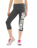 Capri 3/4 Leggings LOVE FITNESS Schrift Druck Baumwolle Leggins Hose