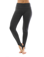 Thermo Fleece hoher Bund mit Steg Leggings Baumwolle Leggins Hose