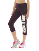 Capri 3/4 Leggings LOVE FITNESS Schrift Druck Baumwolle Leggins Hose