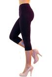 Damen Capri 3/4 Leggings Baumwolle hoher Bund Leggins Wäsche