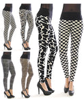 Damen Leggings lang hoher Bund Hose blickdicht Leo Leopard Tier-Muster Leggins