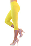 Damen Capri 3/4 Leggings Baumwolle hoher Bund Leggins Wäsche