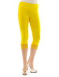 Capri 3/4 Leggings Spitze Baumwolle Damen blickdicht Hose Wäsche