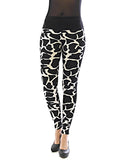 Damen Leggings lang hoher Bund Hose blickdicht Leo Leopard Tier-Muster Leggins