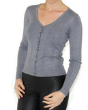 Strickjacke Wolle mit Cashmere Jacke Top Langarm V-Ausschnitt kurz