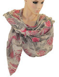 Schal Tuch Blumen Muster Halstuch Rundschal Seide Baumwolle 2m lang Umhängetuch