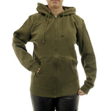 Damen Hoodie warm Fleece Kapuze Reißverschluss Zip Oversize 7177