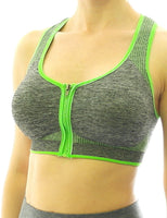 Sport BH Comfort Top Bustiers Shirt Bra Polster Reißverschluss Fitness 0323
