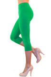 Damen Capri 3/4 Leggings Baumwolle hoher Bund Leggins Wäsche